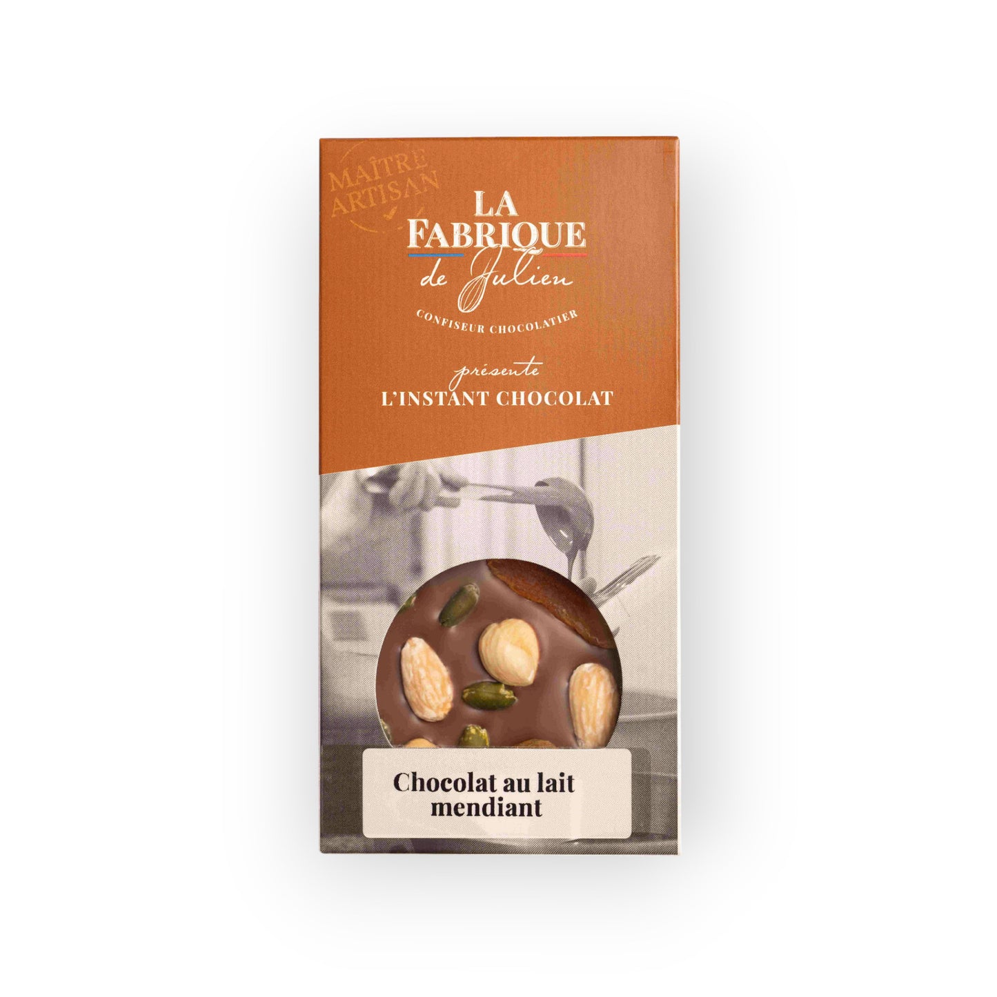 Chocolat au lait mendiant en tablette