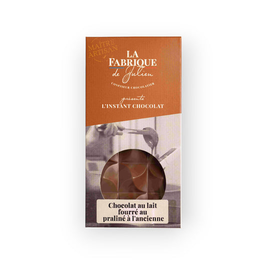 Tablette au chocolat au lait fourrée de praliné à l'ancienne